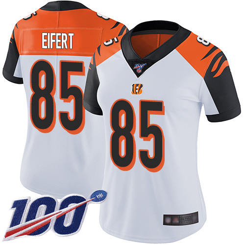 Bengals #85 Tyler Eifert White Women's Stitched Football 100th Season Vapor Limited Jersey