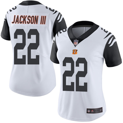 Bengals #22 William Jackson III White Women's Stitched Football Limited Rush Jersey