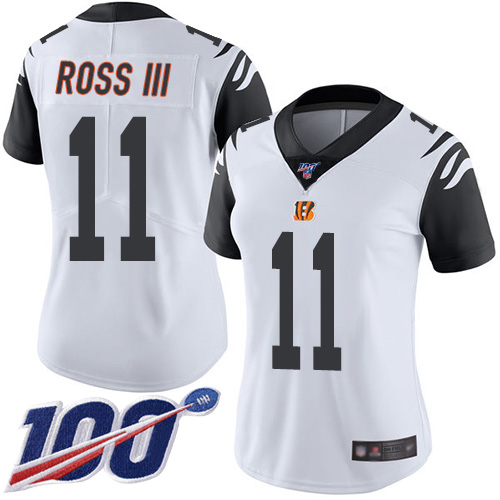 Bengals #11 John Ross III White Women's Stitched Football Limited Rush 100th Season Jersey Bengals #11 John Ross III White Women's Stitched Football Limited Rush 100th Season Jersey