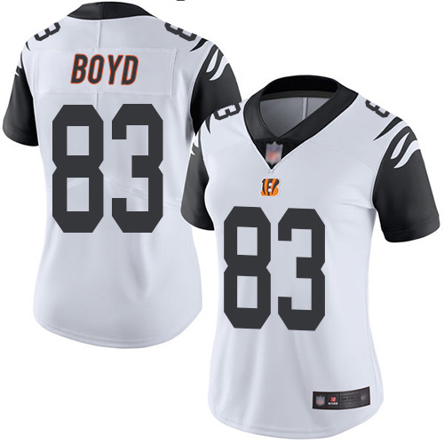 Bengals #83 Tyler Boyd White Women's Stitched Football Limited Rush Jersey