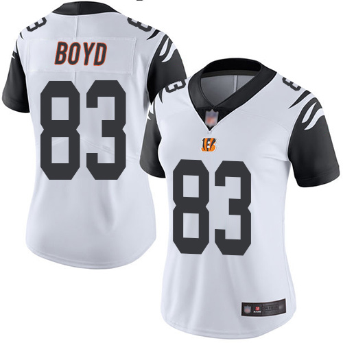 Bengals #83 Tyler Boyd White Women's Stitched Football Limited Rush Jersey Bengals #83 Tyler Boyd White Women's Stitched Football Limited Rush Jersey
