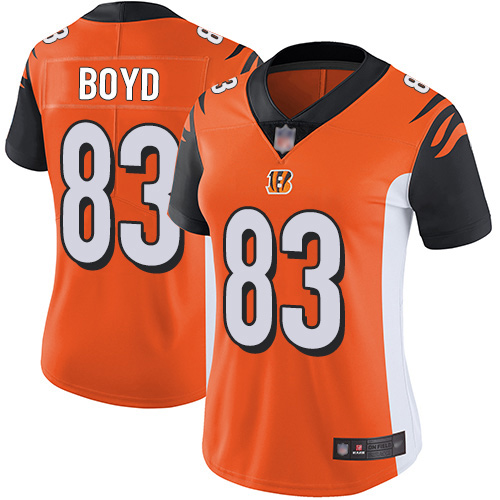 Bengals #83 Tyler Boyd Orange Alternate Women's Stitched Football Vapor Untouchable Limited Jersey