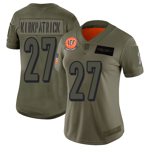 Bengals #27 Dre Kirkpatrick Camo Women's Stitched Football Limited 2019 Salute to Service Jersey