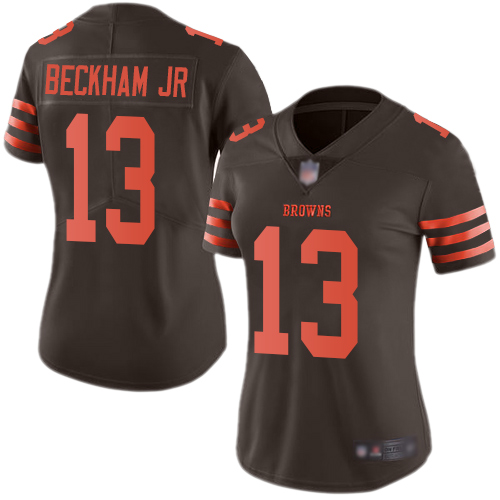 Nike Browns #13 Odell Beckham Jr Brown Women's Stitched NFL Limited Rush Jersey