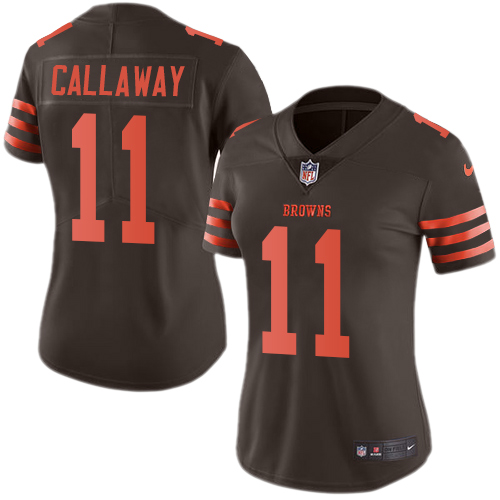 Nike Browns #11 Antonio Callaway Brown Women's Stitched NFL Limited Rush Jersey