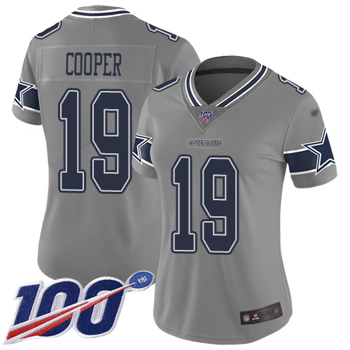 Cowboys #19 Amari Cooper Gray Women's Stitched Football Limited Inverted Legend 100th Season Jersey Cowboys #19 Amari Cooper Gray Women's Stitched Football Limited Inverted Legend 100th Season Jersey
