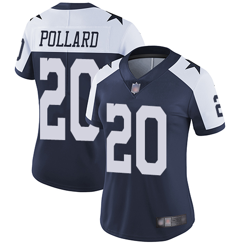 Cowboys #20 Tony Pollard Navy Blue Thanksgiving Women's Stitched Football Vapor Untouchable Limited Throwback Jersey