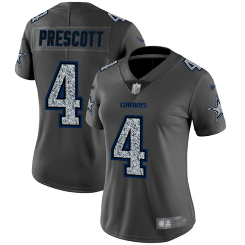 Cowboys #4 Dak Prescott Gray Static Women's Stitched Football Vapor Untouchable Limited Jersey
