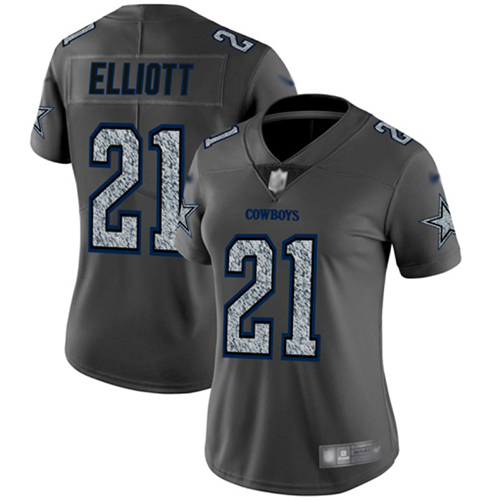Cowboys #21 Ezekiel Elliott Gray Static Women's Stitched Football Vapor Untouchable Limited Jersey
