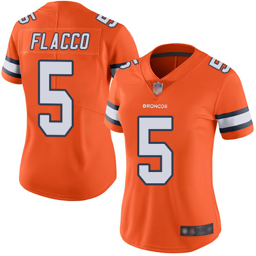 Nike Broncos #5 Joe Flacco Orange Women's Stitched NFL Limited Rush Jersey