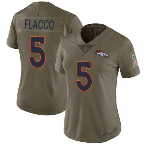 Nike Broncos #5 Joe Flacco Olive Women's Stitched NFL Limited 2017 Salute to Service Jersey