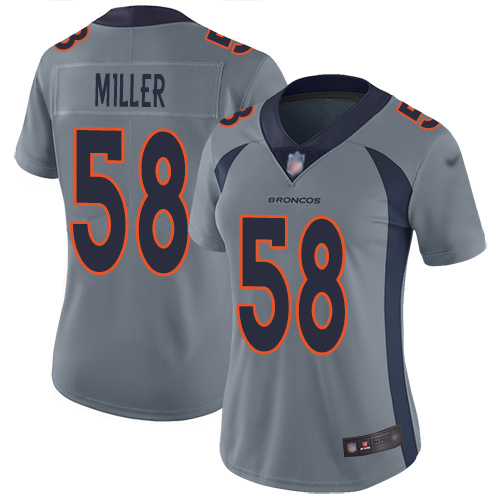 Broncos #58 Von Miller Gray Women's Stitched Football Limited Inverted Legend Jersey