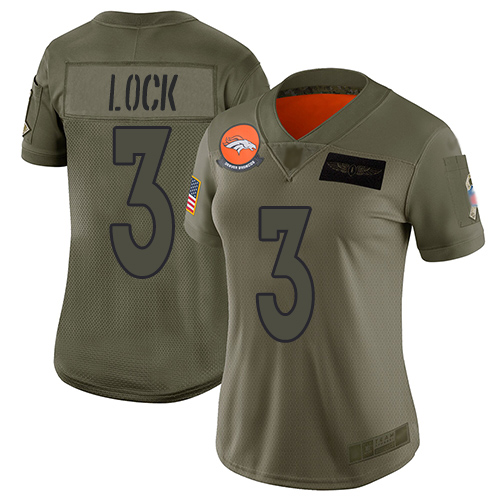 Broncos #3 Drew Lock Camo Women's Stitched Football Limited 2019 Salute to Service Jersey