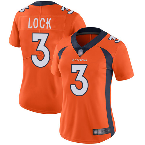 Nike Broncos #3 Drew Lock Orange Team Color Women's Stitched NFL Vapor Untouchable Limited Jersey