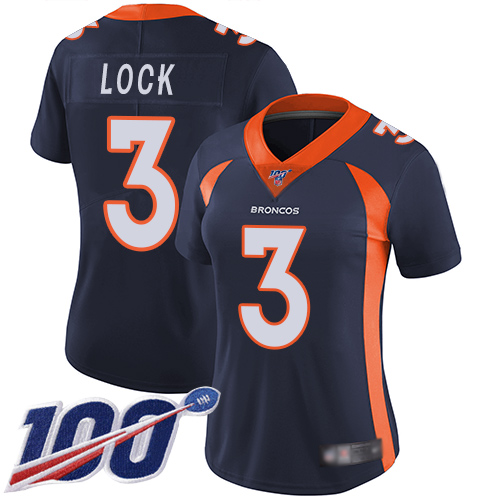 Broncos #3 Drew Lock Navy Blue Alternate Women's Stitched Football 100th Season Vapor Limited Jersey Broncos #3 Drew Lock Navy Blue Alternate Women's Stitched Football 100th Season Vapor Limited Jersey