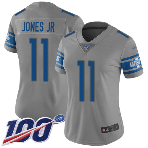 Lions #11 Marvin Jones Jr Gray Women's Stitched Football Limited Inverted Legend 100th Season Jersey