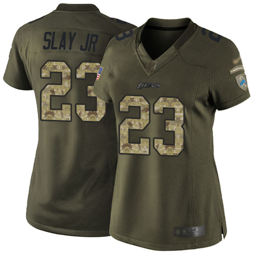 Lions #23 Darius Slay Jr Green Women's Stitched Football Limited 2015 Salute to Service Jersey