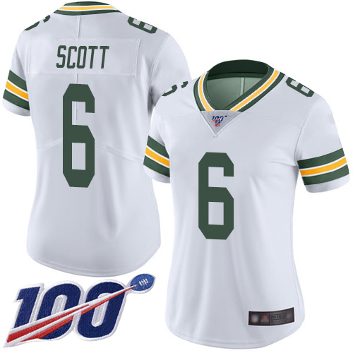 Packers #6 JK Scott White Women's Stitched Football 100th Season Vapor Limited Jersey
