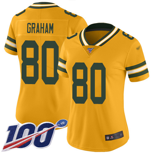 Packers #80 Jimmy Graham Gold Women's Stitched Football Limited Inverted Legend 100th Season Jersey Packers #80 Jimmy Graham Gold Women's Stitched Football Limited Inverted Legend 100th Season Jersey