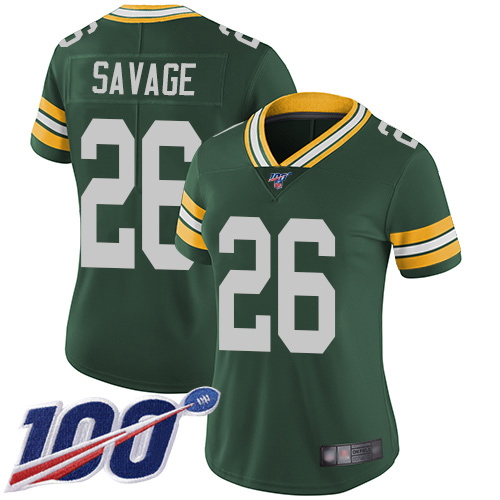 Packers #26 Darnell Savage Jr. Green Team Color Women's Stitched Football 100th Season Vapor Limited Jersey Packers #26 Darnell Savage Jr. Green Team Color Women's Stitched Football 100th Season Vapor Limited Jersey