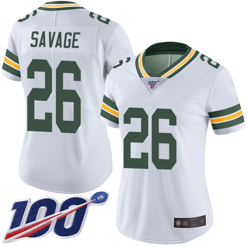 Packers #26 Darnell Savage White Women's Stitched Football 100th Season Vapor Limited Jersey