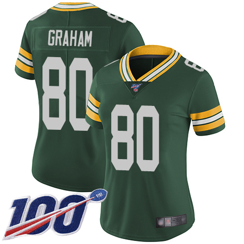 Packers #80 Jimmy Graham Green Team Color Women's Stitched Football 100th Season Vapor Limited Jersey Packers #80 Jimmy Graham Green Team Color Women's Stitched Football 100th Season Vapor Limited Jersey