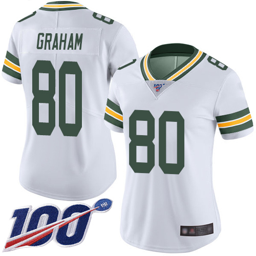 Packers #80 Jimmy Graham White Women's Stitched Football 100th Season Vapor Limited Jersey