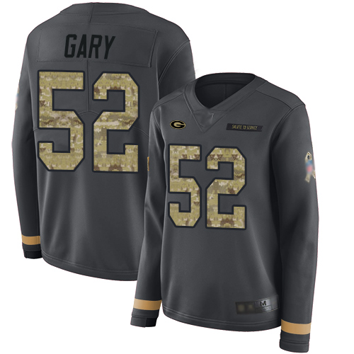 Nike Packers #52 Rashan Gary Anthracite Salute to Service Women's Stitched NFL Limited Therma Long Sleeve Jersey