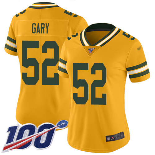 Packers #52 Rashan Gary Gold Women's Stitched Football Limited Inverted Legend 100th Season Jersey