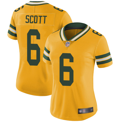 Packers #6 JK Scott Yellow Women's Stitched Football Limited Rush Jersey