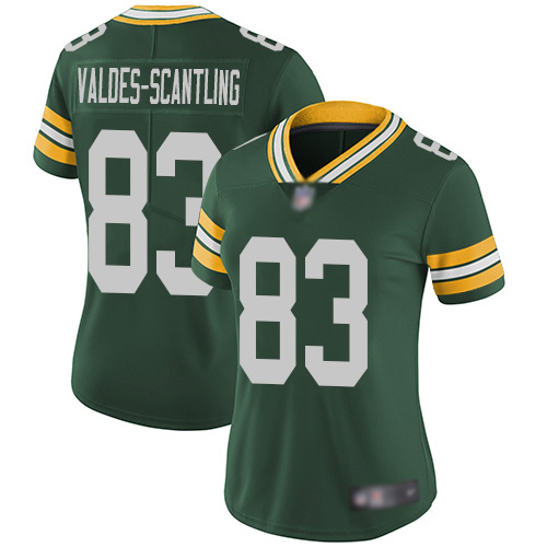 Packers #83 Marquez Valdes-Scantling Green Team Color Women's Stitched Football Vapor Untouchable Limited Jersey