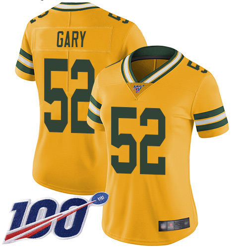Packers #52 Rashan Gary Yellow Women's Stitched Football Limited Rush 100th Season Jersey Packers #52 Rashan Gary Yellow Women's Stitched Football Limited Rush 100th Season Jersey