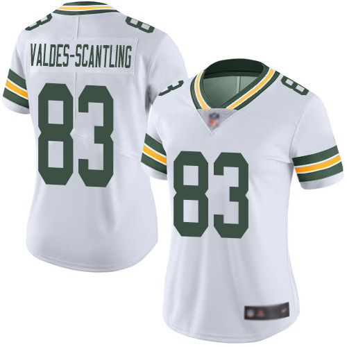 Packers #83 Marquez Valdes-Scantling White Women's Stitched Football Vapor Untouchable Limited Jersey
