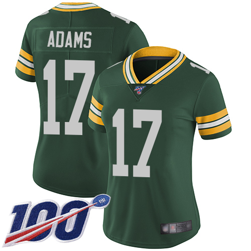 Packers #17 Davante Adams Green Team Color Women's Stitched Football 100th Season Vapor Limited Jersey Packers #17 Davante Adams Green Team Color Women's Stitched Football 100th Season Vapor Limited Jersey