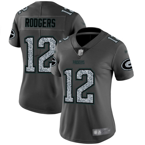 Packers #12 Aaron Rodgers Gray Static Women's Stitched Football Vapor Untouchable Limited Jersey
