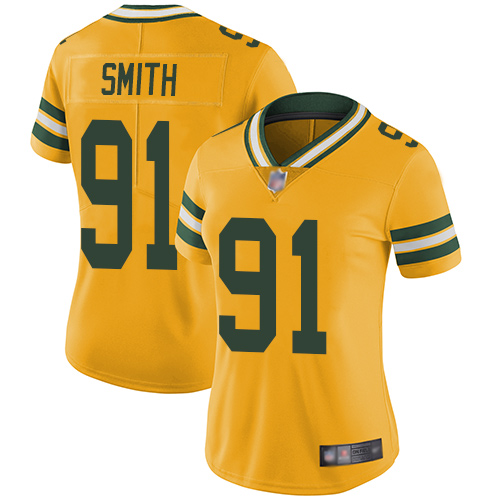 Packers #91 Preston Smith Yellow Women's Stitched Football Limited Rush Jersey