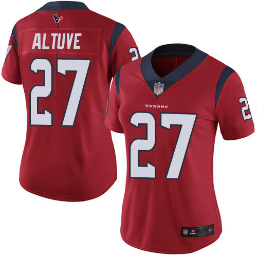 Texans #27 Jose Altuve Red Alternate Women's Stitched Football Vapor Untouchable Limited Jersey