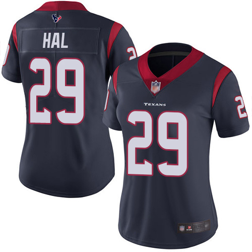 Texans #29 Andre Hal Navy Blue Team Color Women's Stitched Football Vapor Untouchable Limited Jersey