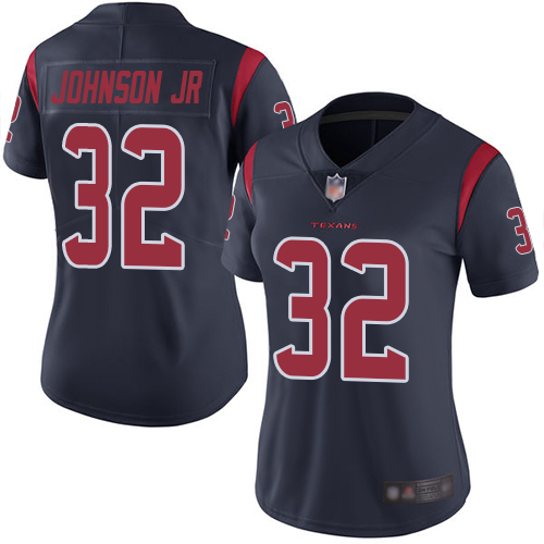 Texans #32 Lonnie Johnson Jr. Navy Blue Women's Stitched Football Limited Rush Jersey
