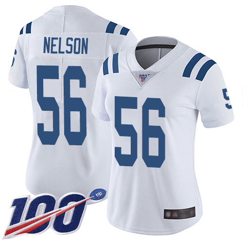 Colts #56 Quenton Nelson White Women's Stitched Football 100th Season Vapor Limited Jersey