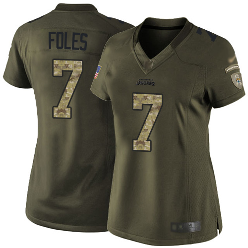 Jaguars #7 Nick Foles Green Women's Stitched Football Limited 2015 Salute to Service Jersey