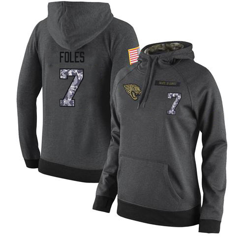 NFL Women's Nike Jacksonville Jaguars #7 Nick Foles Stitched Black Anthracite Salute to Service Player Performance Hoodie