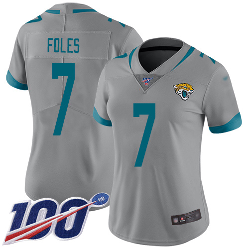 Jaguars #7 Nick Foles Silver Women's Stitched Football Limited Inverted Legend 100th Season Jersey