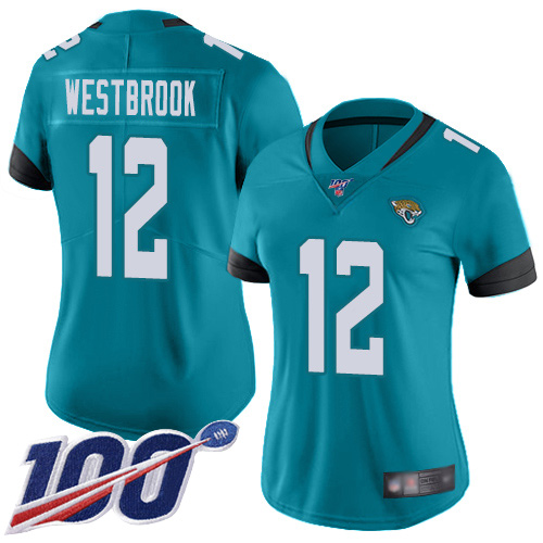 Jaguars #12 Dede Westbrook Teal Green Alternate Women's Stitched Football 100th Season Vapor Limited Jersey