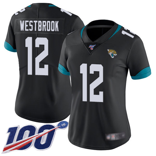 Jaguars #12 Dede Westbrook Black Team Color Women's Stitched Football 100th Season Vapor Limited Jersey