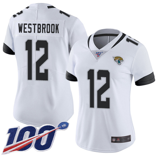 Jaguars #12 Dede Westbrook White Women's Stitched Football 100th Season Vapor Limited Jersey