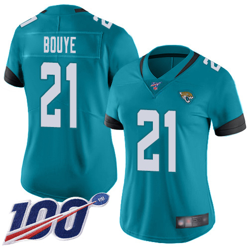 Jaguars #21 A.J. Bouye Teal Green Alternate Women's Stitched Football 100th Season Vapor Limited Jersey