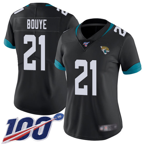 Jaguars #21 A.J. Bouye Black Team Color Women's Stitched Football 100th Season Vapor Limited Jersey