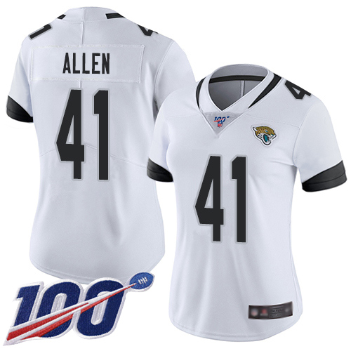 Jaguars #41 Josh Allen White Women's Stitched Football 100th Season Vapor Limited Jersey Jaguars #41 Josh Allen White Women's Stitched Football 100th Season Vapor Limited Jersey