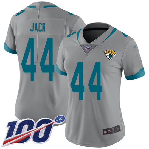 Jaguars #44 Myles Jack Silver Women's Stitched Football Limited Inverted Legend 100th Season Jersey